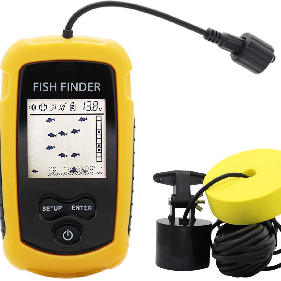 Fish Finder Transducer 200Khz - Alarm 100M Portable Sonar Fish Finders