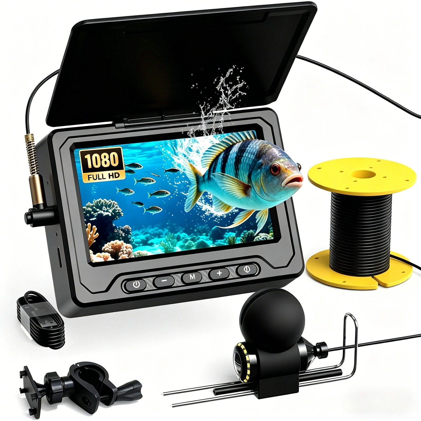 Fish Finder Kayak Portable - [1080P Underwater Fish Camera 2000Mah] 4.3In