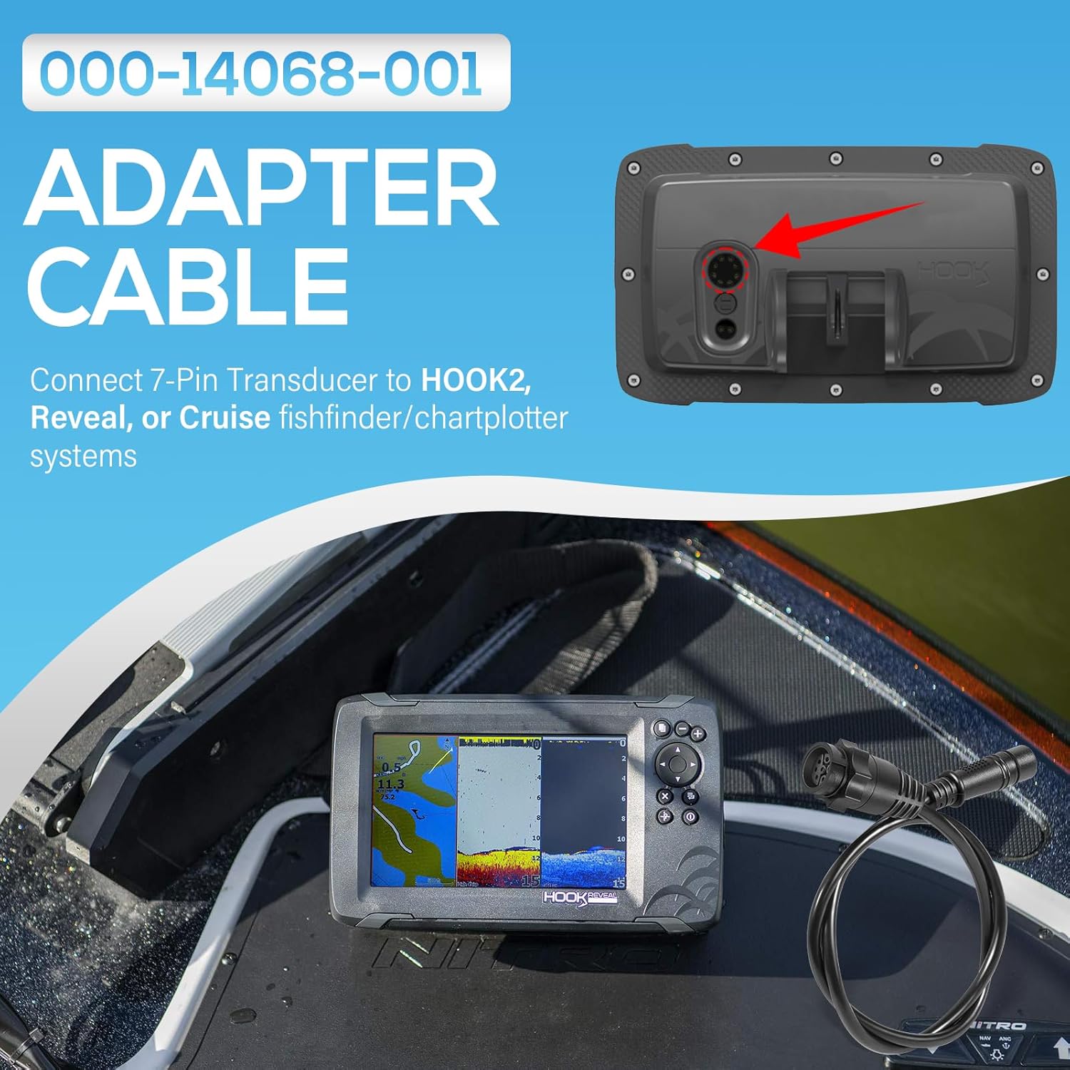 TM 000-14068-001 7-Pin Transdu - Fish Finder Lowrance Hook ulasan dan harga