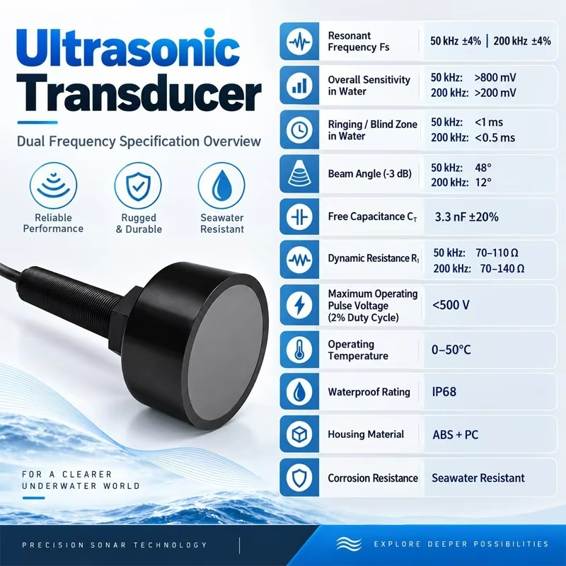 50KHz/200kHz Dual-Frequency Ul - Fish Finder Transducer 200Khz ulasan dan harga