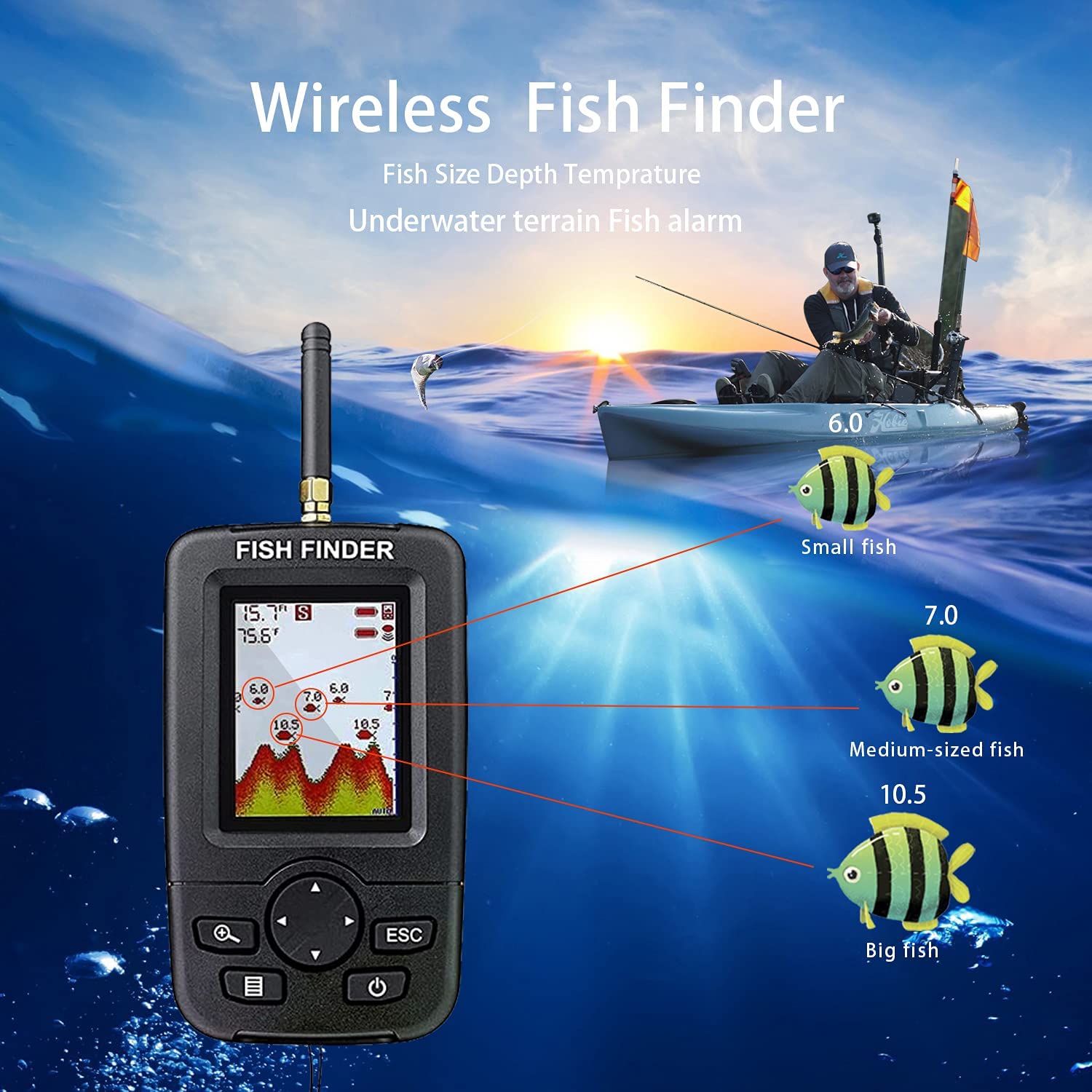 Wireless Sonar Fishing Alert F - Chirp Sonar Fish Finder ulasan dan harga