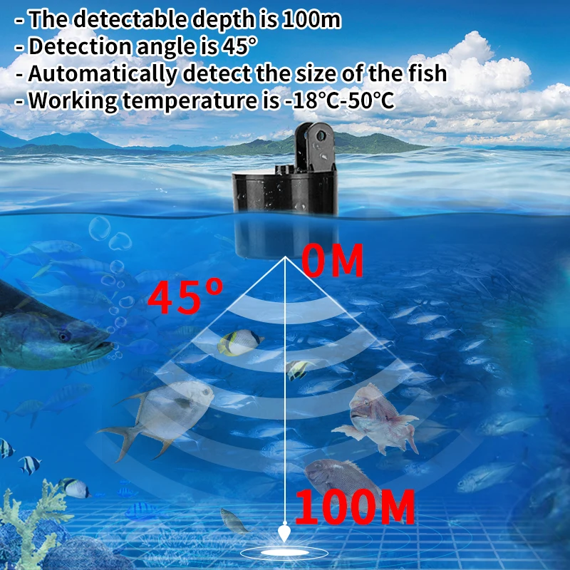 Alarm 100M Portable Sonar Fish - Fish Finder Transducer 200Khz ulasan dan harga