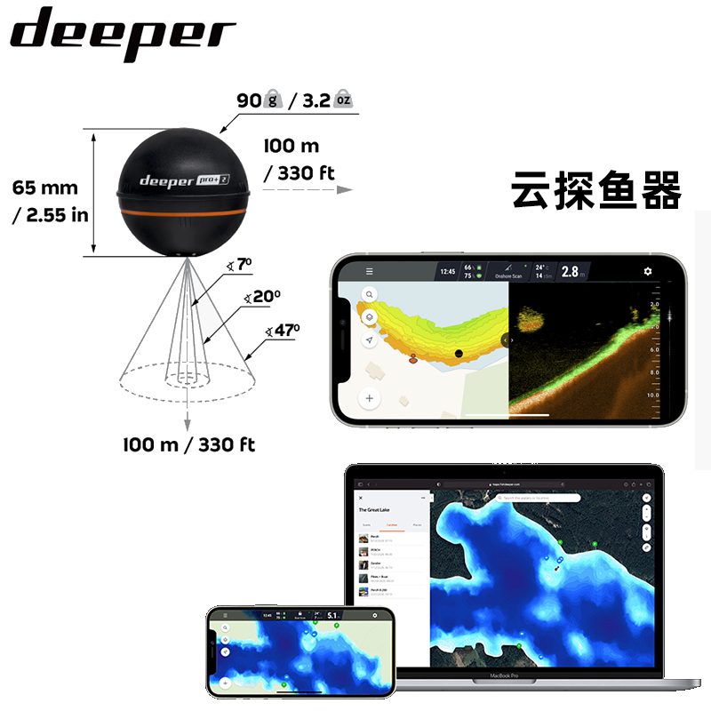 DEEPER Smart Sonar Chirp+3 + R - Chirp Sonar Fish Finder ulasan dan harga